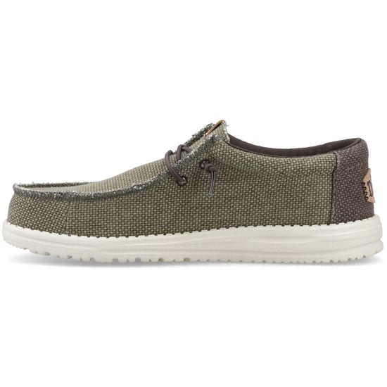 HEYDUDE Wally Geflochtene Polyester Herren Mokassins Schuhe in Gebranntem Olivgrün/Delicioso Braun - Image 4