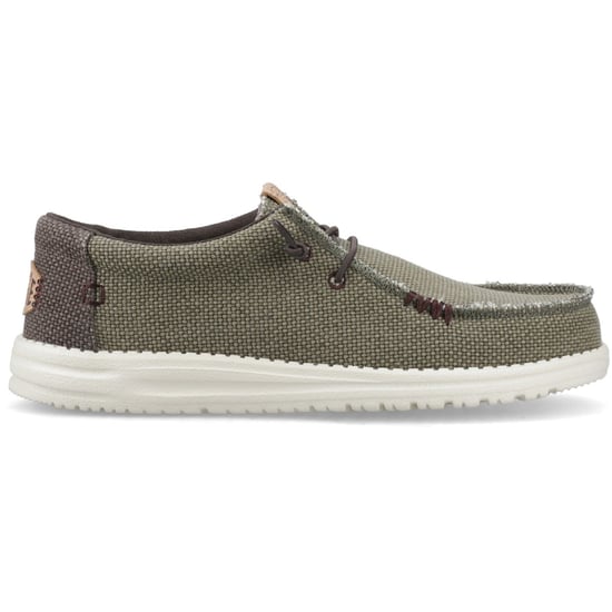 HEYDUDE Wally Geflochtene Polyester Herren Mokassins Schuhe in Gebranntem Olivgrün/Delicioso Braun - Image 5