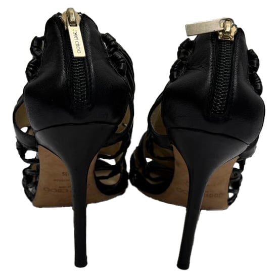 Jimmy Choo Cut-Out-Sandalen mit Absatz aus schwarzem Leder - Image 3