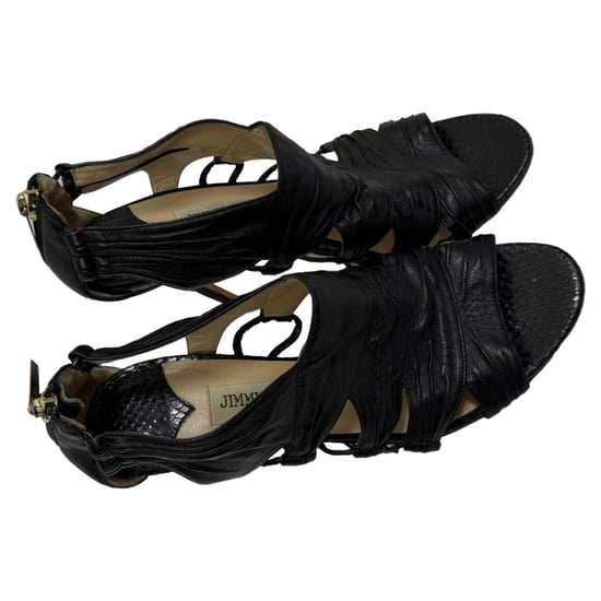 Jimmy Choo Cut-Out-Sandalen mit Absatz aus schwarzem Leder - Image 5