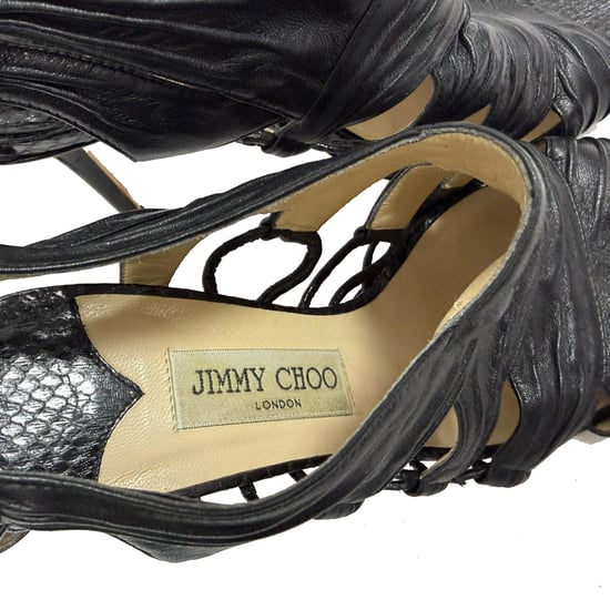 Jimmy Choo Cut-Out-Sandalen mit Absatz aus schwarzem Leder - Image 6