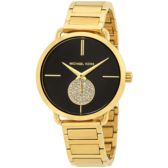 Michael Kors Portia MK3788 Damen 36,5 mm Gold Edelstahl Armbanduhr mit schwarzem Ziffernblatt - Image 5