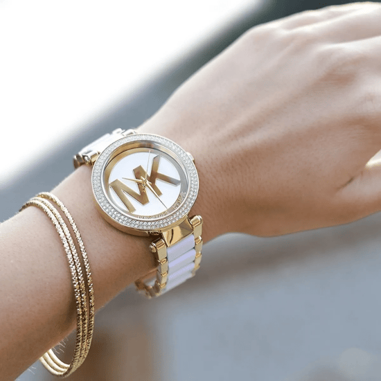 Michael Kors Parker MK6313 Weißes Zifferblatt 39 mm Damen Gold & Weiß Uhr - Image 6