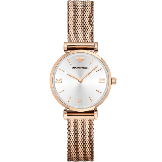 Emporio Armani AR1956 Gianni T-Bar Damen Uhr in Roségold mit Mesh-Armband - Image 1
