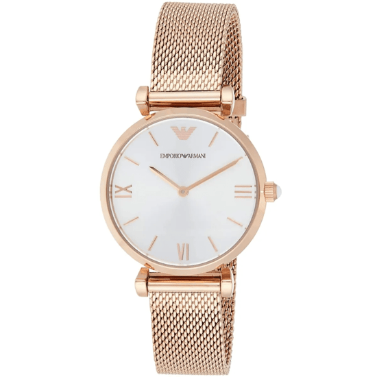 Emporio Armani AR1956 Gianni T-Bar Damen Uhr in Roségold mit Mesh-Armband - Image 3