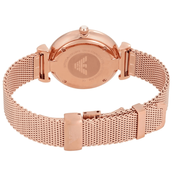 Emporio Armani AR1956 Gianni T-Bar Damen Uhr in Roségold mit Mesh-Armband - Image 4