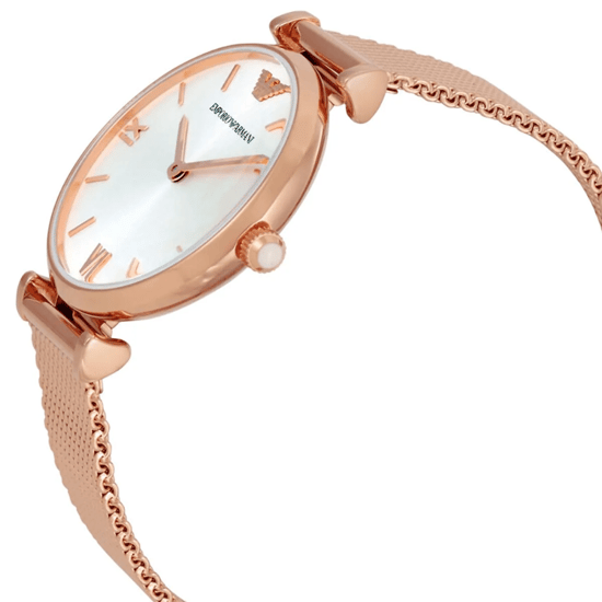 Emporio Armani AR1956 Gianni T-Bar Damen Uhr in Roségold mit Mesh-Armband - Image 6