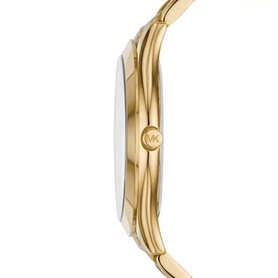 Michael Kors MK3492 Slim Runway 42mm Goldfarbene Edelstahl Damenarmbanduhr mit blauen Zifferblatt - Image 5