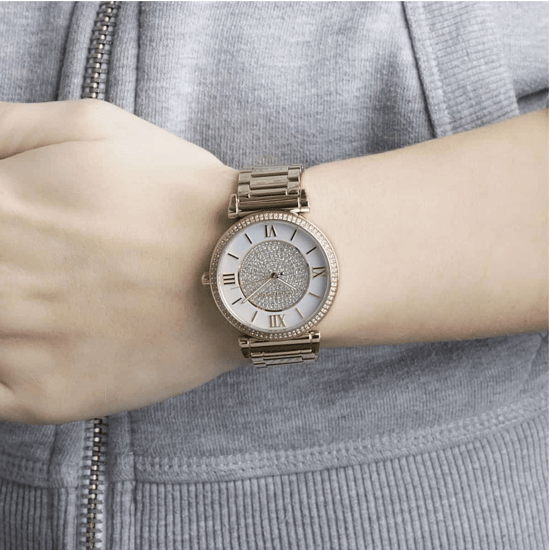 Michael Kors MK3332 Catlin Kristallzifferblatt Damenuhr, Gelbgold, 38 mm - Image 6