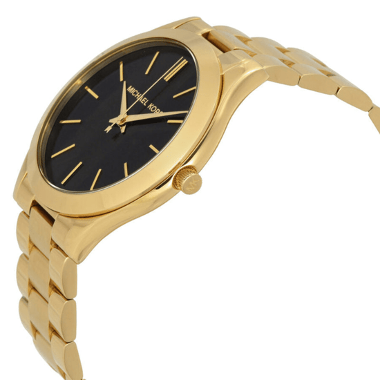 Michael Kors MK3478 Slim Runway Damenarmbanduhr 42 mm Schwarz Zifferblatt Goldton - Image 3