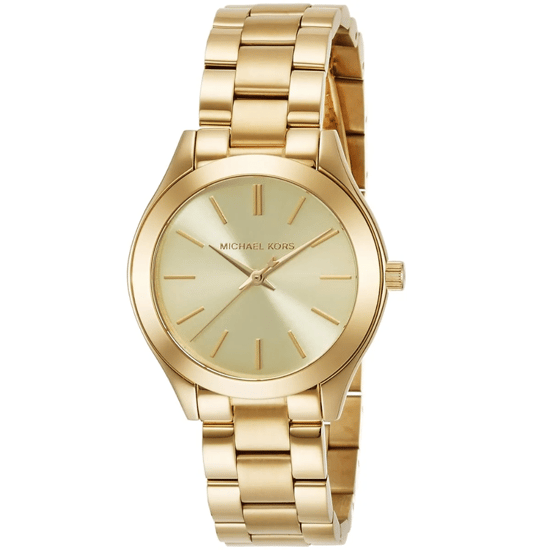 Michael Kors MK3512 Mini Slim Runway Damenuhr 34 mm Goldfarbene Edelstahl - Image 3