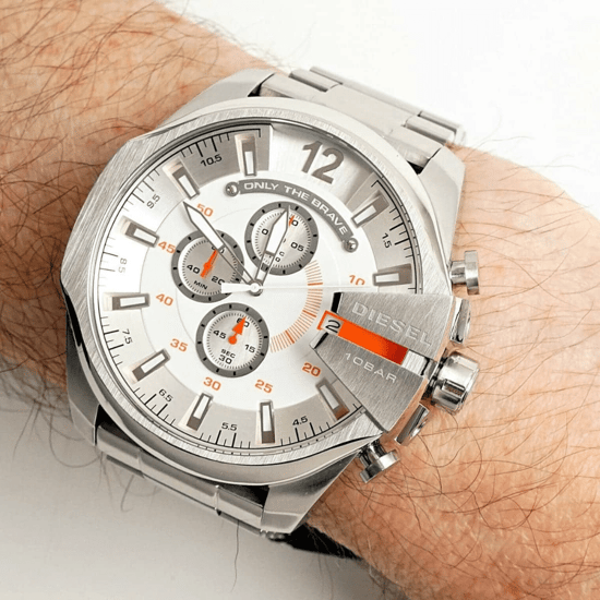 Diesel Mega Chief DZ4328 Chronograph 51mm Silber Edelstahl Herrenarmbanduhr - Image 6