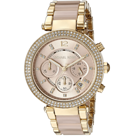 Michael Kors Parker MK6326 Damenarmbanduhr mit pinkem Zifferblatt 39mm aus vergoldetem Edelstahl - Image 3