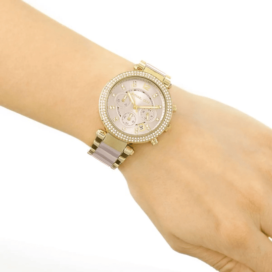 Michael Kors Parker MK6326 Damenarmbanduhr mit pinkem Zifferblatt 39mm aus vergoldetem Edelstahl - Image 6