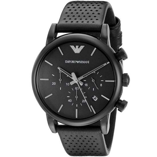 Emporio Armani Luigi AR1737 Herren Chronograph Uhr 41 mm Schwarzes Leder - Image 3