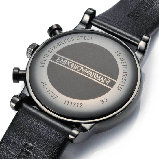 Emporio Armani Luigi AR1737 Herren Chronograph Uhr 41 mm Schwarzes Leder - Image 5