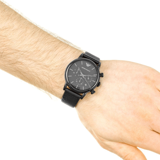 Emporio Armani Luigi AR1737 Herren Chronograph Uhr 41 mm Schwarzes Leder - Image 6