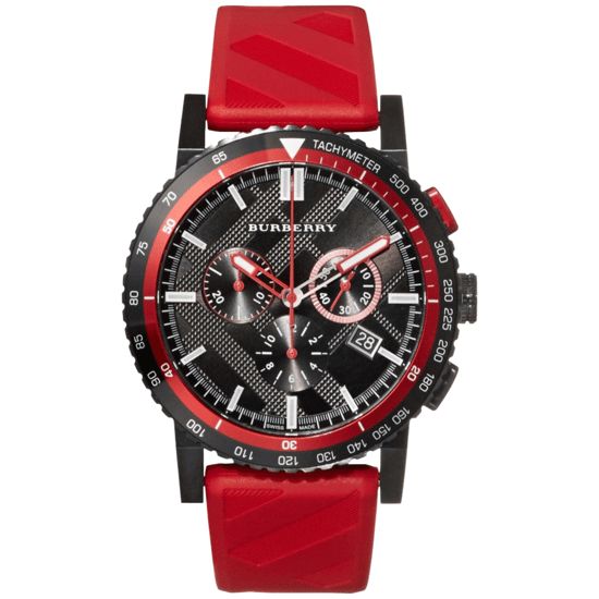 Burberry BU9805 Herren-Chronograph mit 42 mm rotem Armband - Image 1