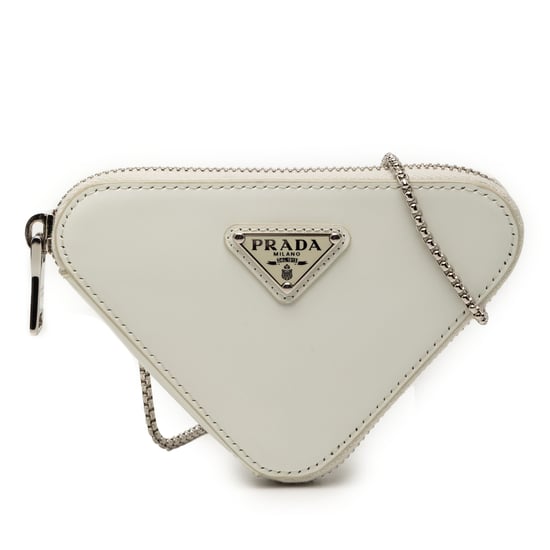 Gebrauchte Mini-Tasche aus gebürstetem Leder mit Dreieckskette - Image 1