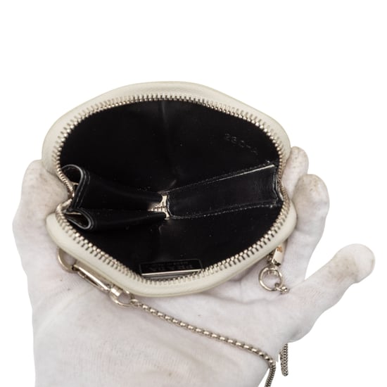 Gebrauchte Mini-Tasche aus gebürstetem Leder mit Dreieckskette - Image 4