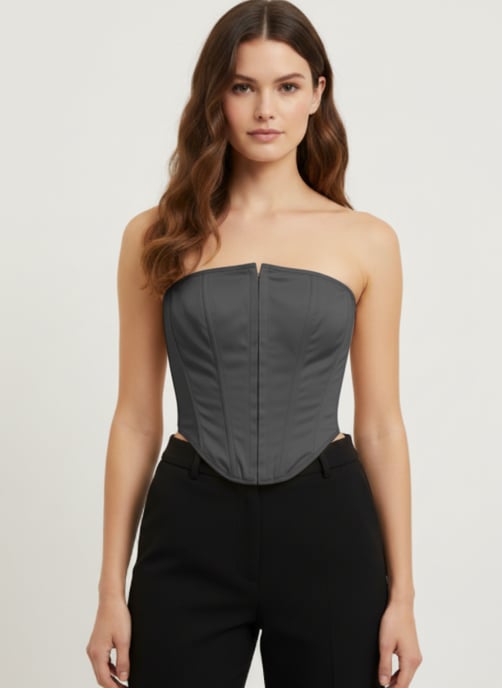 Schwarzes Bardot-Korsett-Top - Image 2