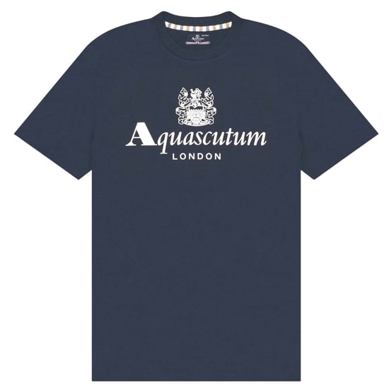 Aquascutum Active Beach Basic T-shirt Mit Großem Logo In Marineblau - Image 1