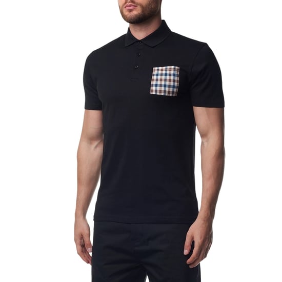 Aquascutum Active Beach Sailor Check Schwarzes Poloshirt - Image 3