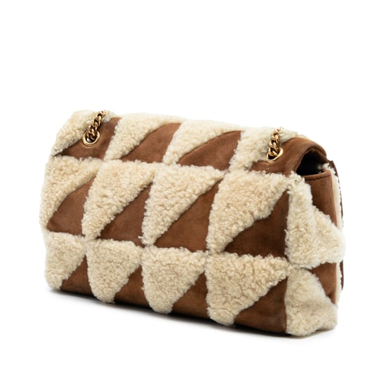 Gebrauchte mittelgroße Wildleder- und Lammfell-Patchwork Jamie Schultertasche - Image 2