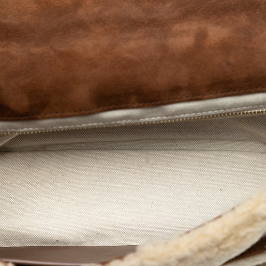 Gebrauchte mittelgroße Wildleder- und Lammfell-Patchwork Jamie Schultertasche - Image 4
