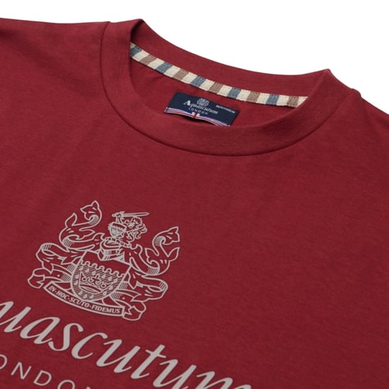 Aquascutum Active Beach Basic Big Logo Bordeaux Burgundy T-shirt - Image 2