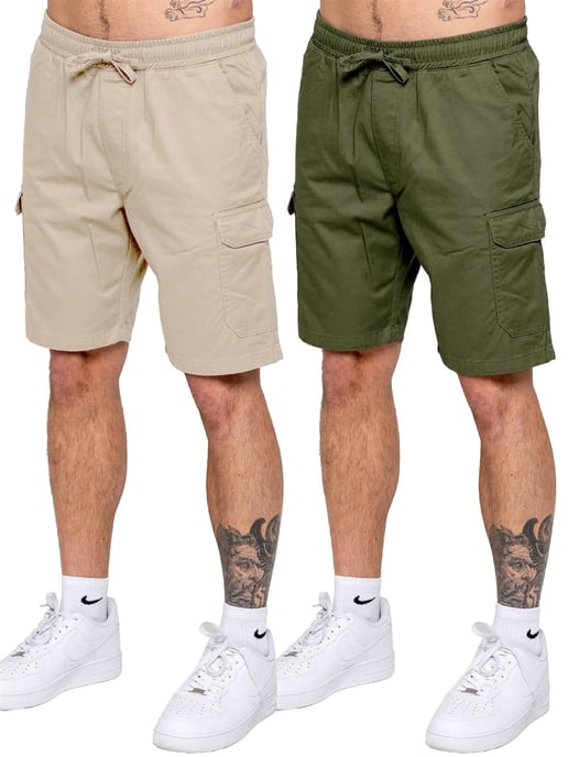 Kruze | 2er-Pack Herren Cargo-Shorts - BLK/LTGREY - Image 1