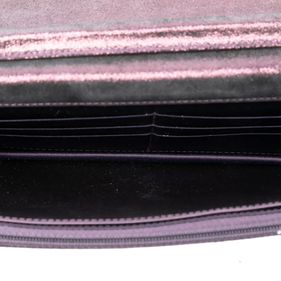 Gebrauchte gesteppte schillernde Lammleder Tartan Knopf-Geldbörse mit Kette - Image 4