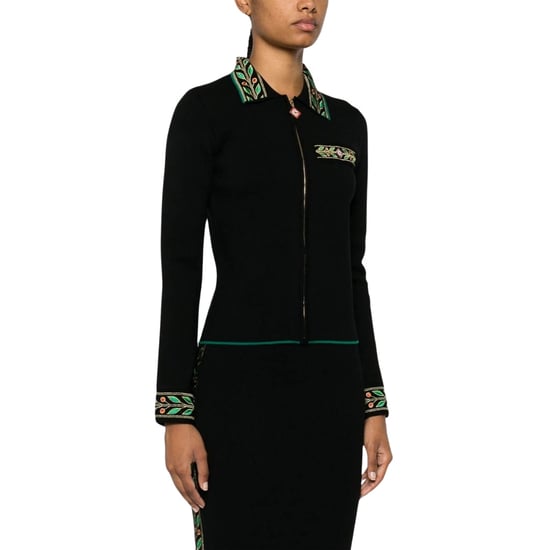 Casablanca Bestickte Lorbeer-jacken In Schwarz - Image 3