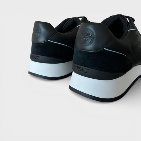 Versace Herren Leder-Mix Sneaker Schwarz - Image 5