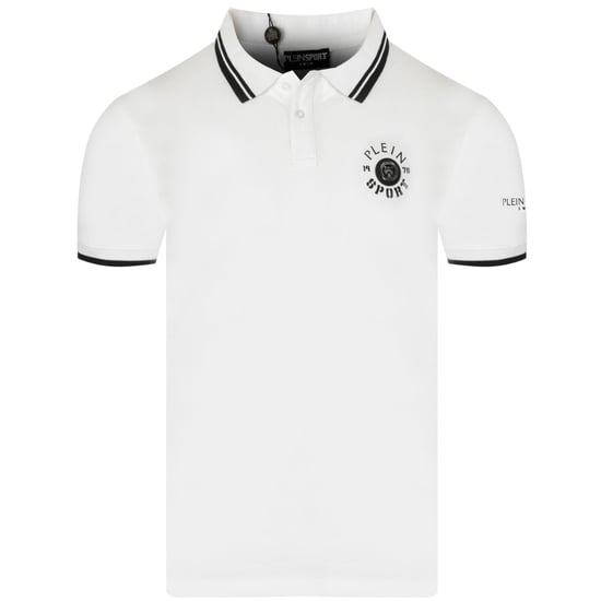 Plein Sport Poloshirt Mit Zweifarbigem Kragen Und Tigerdesign Auf Dem Rücken, Weiß - Image 1