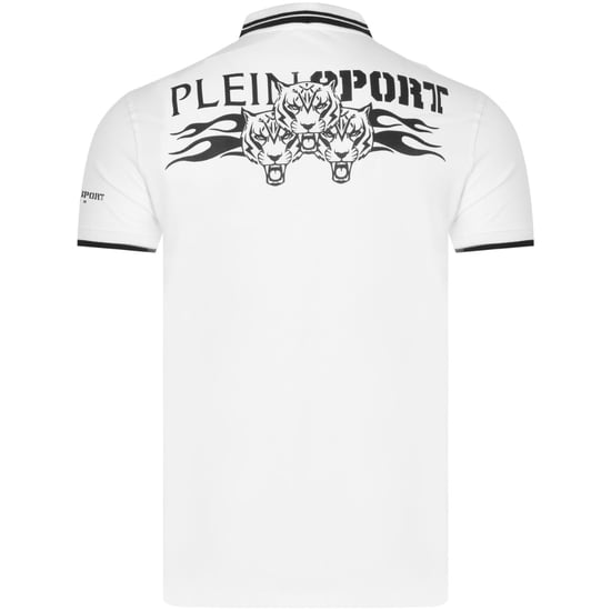 Plein Sport Poloshirt Mit Zweifarbigem Kragen Und Tigerdesign Auf Dem Rücken, Weiß - Image 2