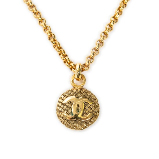 CC Quilted Round Pendant ChainNecklace  Halskette - Image 2