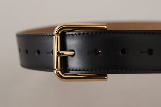 Leder Gürtel Schwarz Gold Schnalle - Image 4