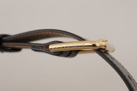 Leder Gürtel Schwarz Gold Schnalle - Image 5