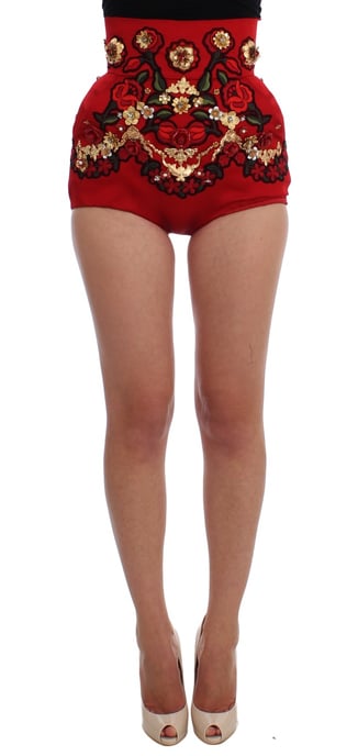 Hochtaillierte, floral bestickte Shorts - Image 1