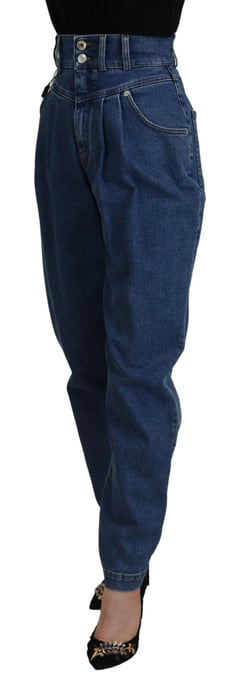 Hochtaillierte Faltenjeans Denim - Image 2