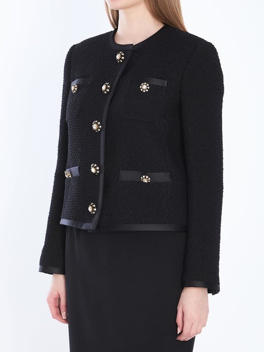 Gekürzte Einreiher Boucle Tweed Jacke - Image 2