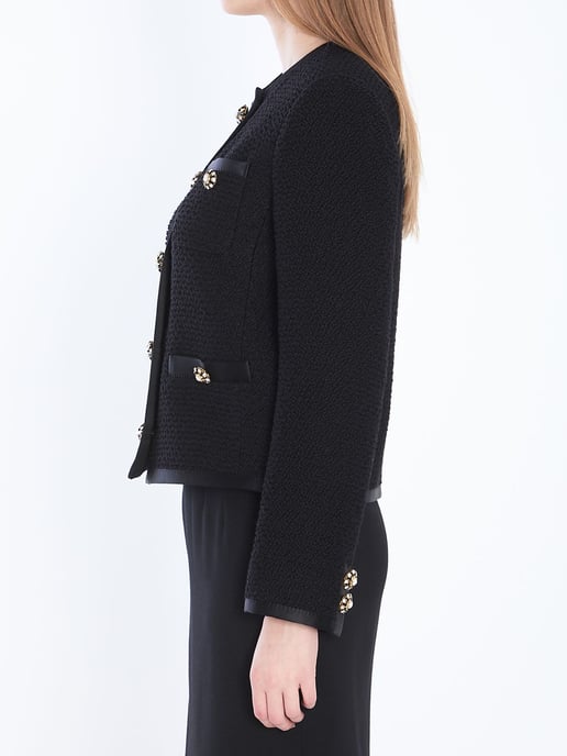 Gekürzte Einreiher Boucle Tweed Jacke - Image 3