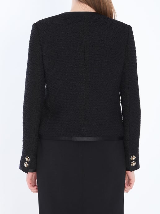 Gekürzte Einreiher Boucle Tweed Jacke - Image 4
