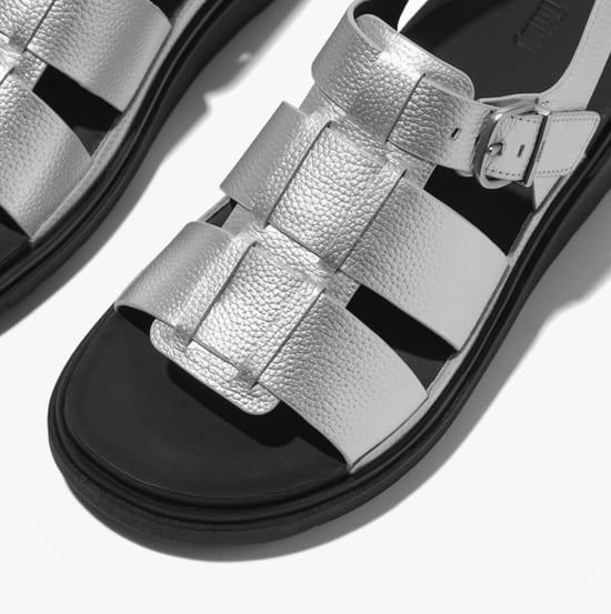 Fitflop Gen-ff Tumbled Damen Sandalen mit Knöchelriemen Silber - Image 5