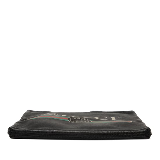 Gebrauchte mittelgroße Leder-Logo-Portfolio-Clutch - Image 3