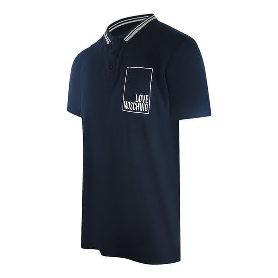 Love Moschino Marineblaues Poloshirt Mit Kleinem Weißen Box-logo - Image 1