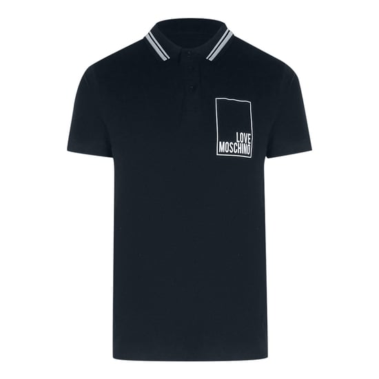 Love Moschino Marineblaues Poloshirt Mit Kleinem Weißen Box-logo - Image 2