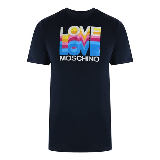 Love Moschino Marineblaues T-shirt Größe L Mit Buntem Love-logo - Image 1