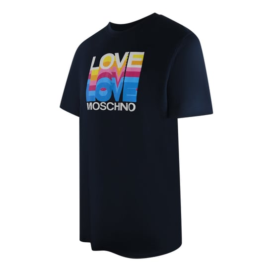 Love Moschino Marineblaues T-shirt Größe L Mit Buntem Love-logo - Image 2